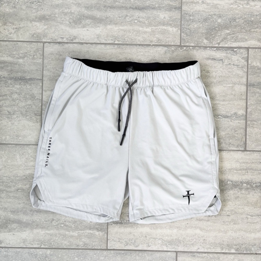 Three Nails Shorts Mens Medium Gray Tex Lined Athletic Training Workout Gym